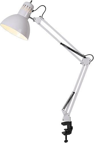 Lámpara de escritorio con brazo oscilante con abrazadera, lámpara de lectura de metal ajustable para oficina en casa, bombilla E27 no incluida,
