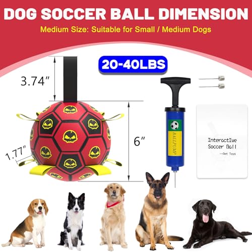 Image of Interactive Dog Toy Balls with 4 Layers, World Cup Dog Soccer Ball with Straps, Durable Dog Balls with Skull Pattern, Waterproof Advanced Football Pets, Indoor & Outdoor Use(6 Inch)