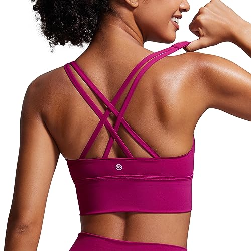 Image of CRZ YOGA Naked Feeling Longline Sports Bras | Medium Support, Removable Pads, Yoga, Sleek, Strappy Back, Scoop Neck, for Women