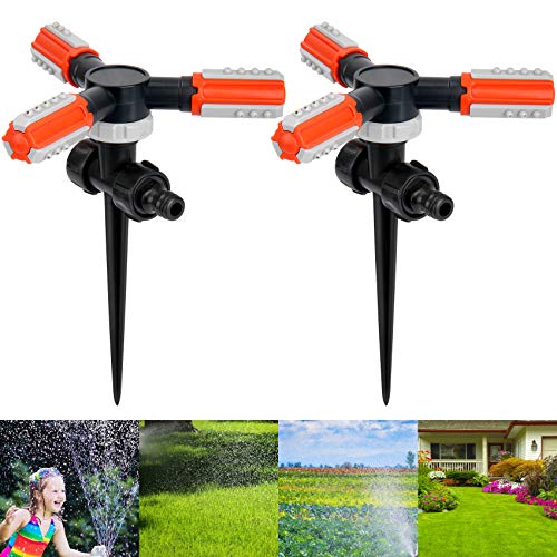 Lawn Sprinkler, 360 Degree Rotating Garden Hose Sprinkler with Ground Spike Water Sprinkler for Lawn Garden Yawn (2)