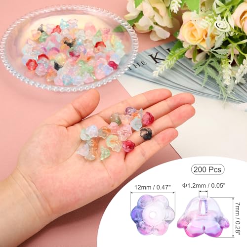 Cuentas de cristal con forma de trompeta azul y morado para hacer joyas, 200 ud 3
