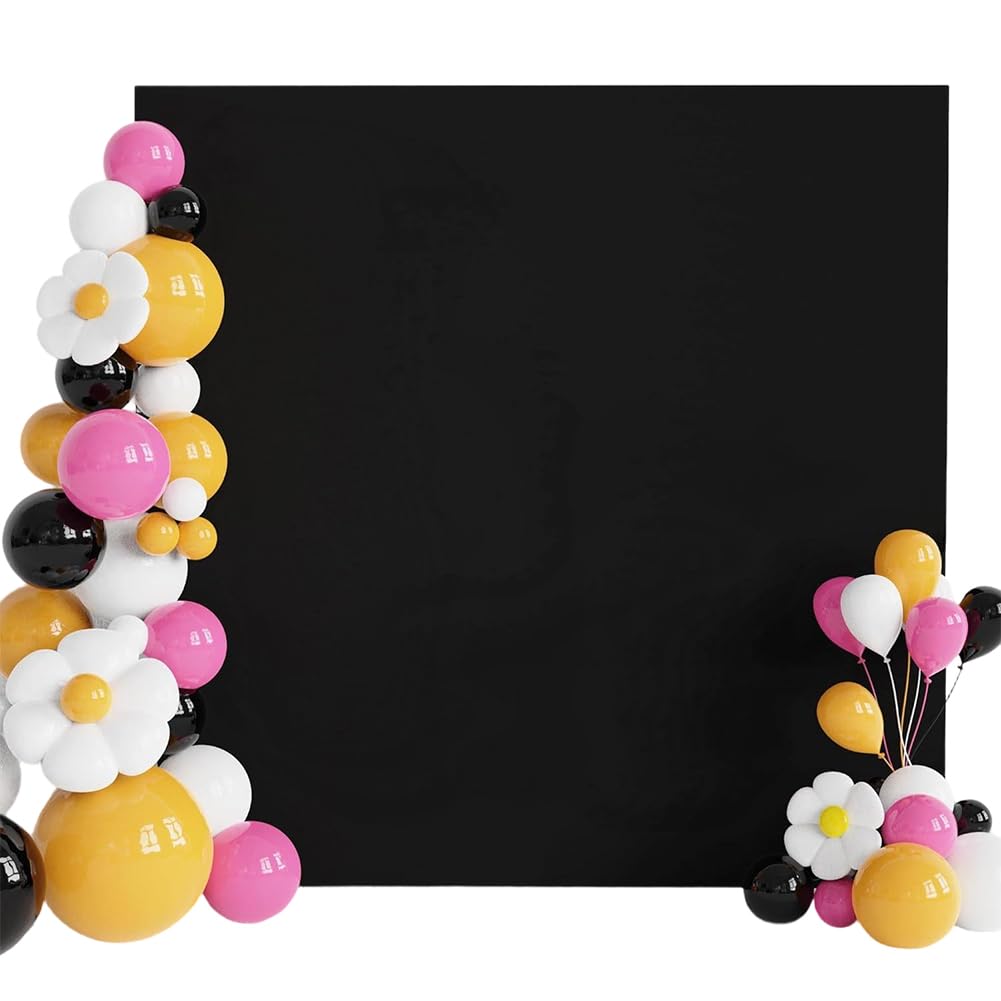 CREATCABIN Housse de Fond Noire pour Arche de Mariage Carrée Toile de Fond Extensible en Spandex Épais pour Mariage Anniversaire Cérémonie Banquet Photographie et Décoration 200x200cm