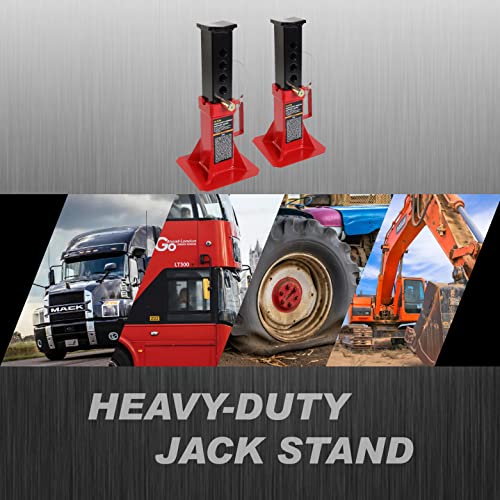 Image of Torin ATZ120005B Heavy Duty Pin Style Adjustable Height Automotive Jack Stands, 12 Ton (26,400 lb) Capacity, Red, 1 Pair