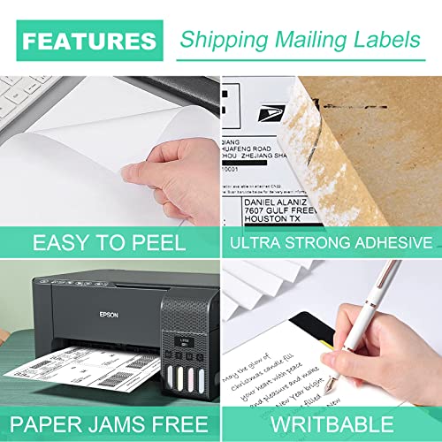 Image of Half Sheet 8.5x5.5inch Shipping Mailing Label 200 Counts, 2 Labels Per Sheet 8.5 x 11 for Laser & Inkjet Printer, Permanent Adhesive Label Square Corner (100 Sheets)