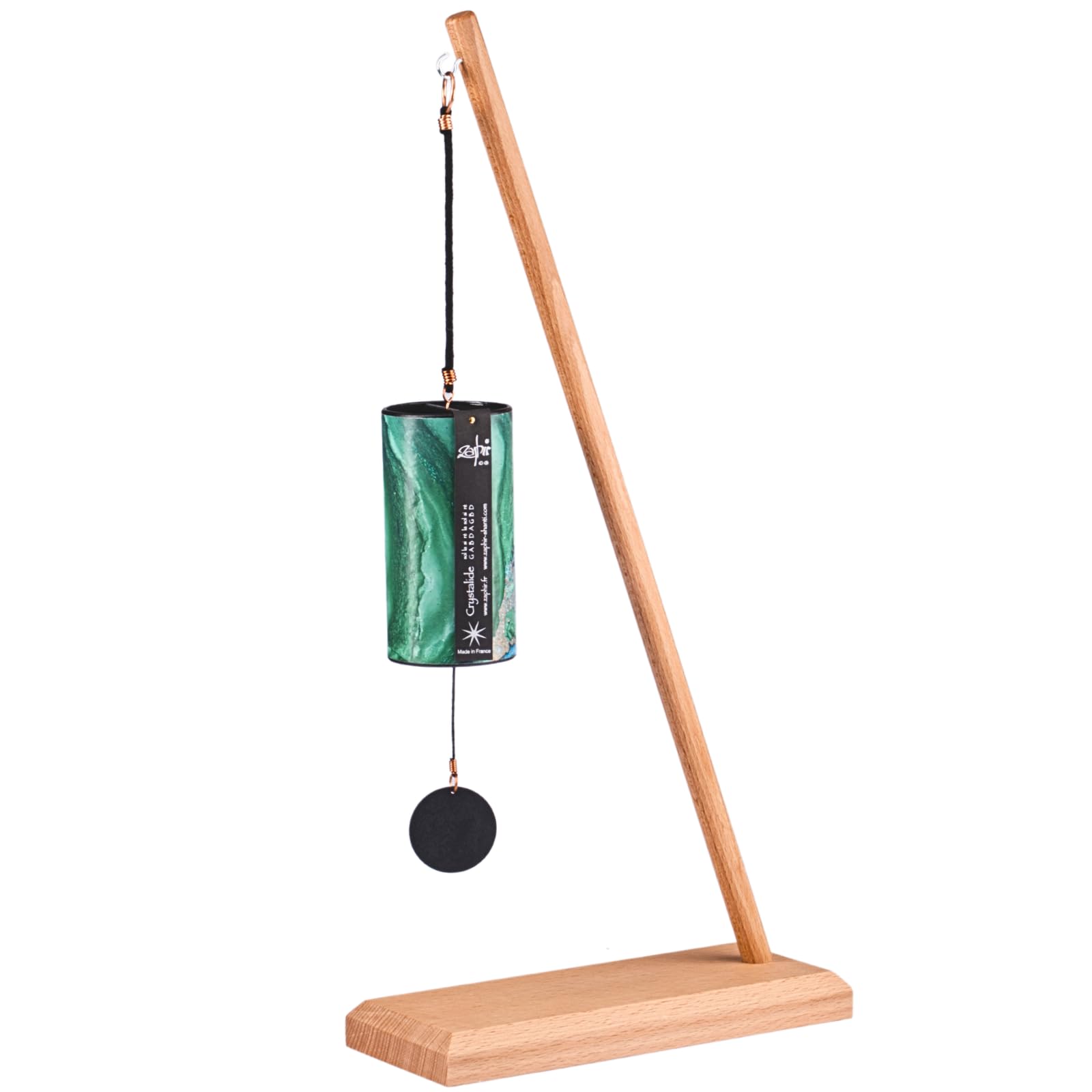 Zaphir Klangspiel Crystalide Frühling mit Ständer - Klangspielständer Pisa aus Buchenholz - 55 cm Höhe für Yoga, Kinder zur Entspannung und Meditieren