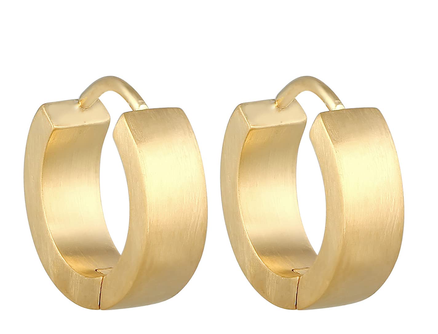 Kuzzoi Herren Ohrringe Creolen matt Klappcreolen (13mm) rund für Männer 1 Paar goldene Ohrhänger 925 Sterling Silber vergoldet