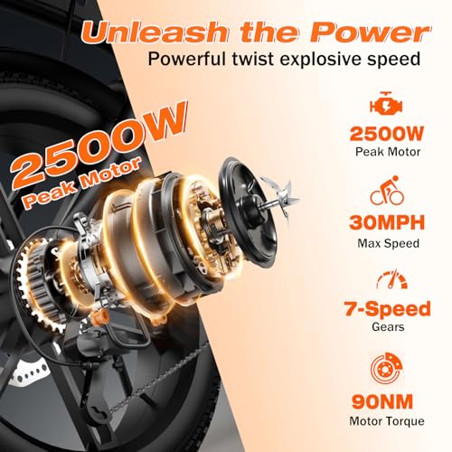 ASKGO Electric Bike for Adults, 2500W Peak, 100 Miles &