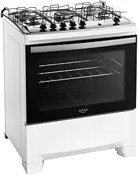 Fogão 5 bocas Dako Supreme Branco Mesa Inox