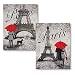 Gango Home Decor Strolling in Paris- Two Beautiful 11 x 14 in Poster Prints Eiffel Tower Red Umbrella Set