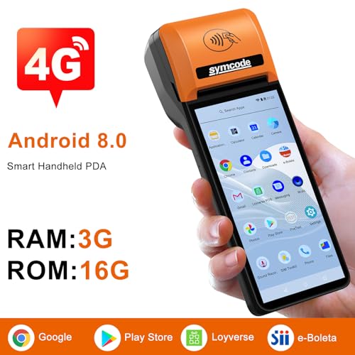 Image of symcode POS PDA Printer Mobile Terminal 5.99 inch Touch Screen | Thermal Receipt Printer, Android 8.1 OS, 4G WiFi Bluetooth, NFC Support, High Resolution Display