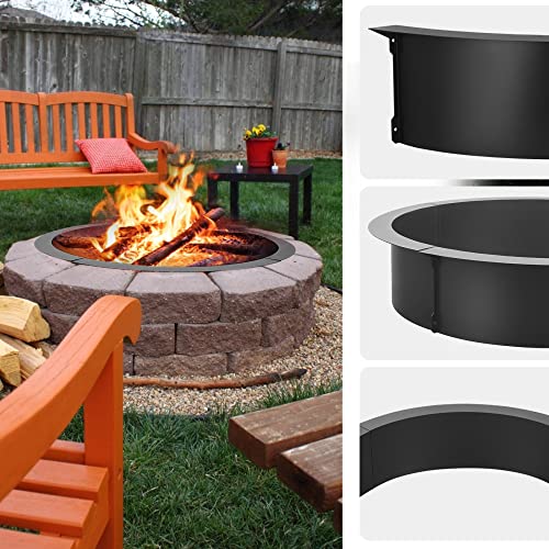 Pokytcox Fire Pit Ring, 45" Outer/39 Inner Diameter, Heavy Duty Solid Steel Carbon Steel, Fire Pit Liner Diy Campfire Ring Above Or In-Ground, Perfect For Outdoor Campfire Camping Bbq #TOP5