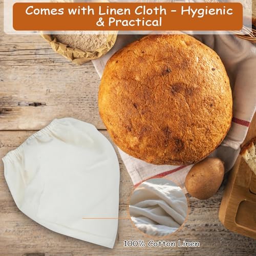 Lxsnyvantic Cestino Lievitazione Pane Rotondo 23X8Cm – Banneton In Rattan Naturale Con Telo, Fatto A Mano, Per 700–800G Di Impasto, Cestino Per Fermentazione Pane Artigianale, Accessorio Forno Casa - 5