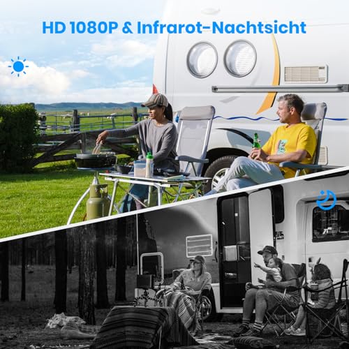 AUTO-VOX Solar Rückfahrkamera Kabellos Set mit IR Nachtsicht, 7' 1080P Funk Digital...
