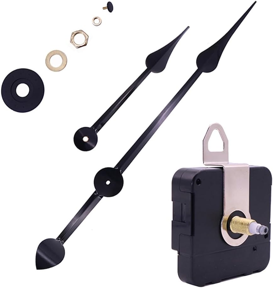 DIY Large Wall Clock Movement, Motor Movement Large Long Hands Kit, Silent Quartz Clock Mechanism Movement Kits, High Torque ClockMovement Replacement Repair (Black 2)
