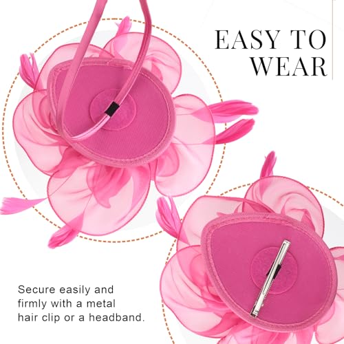 Image of DRESHOW Fascinators Hat Tea Party Headwear Ribbons Feathers on a Headband and a Clip for Women