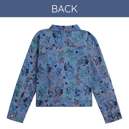 Bluey Girls Denim Jacket Toddler to Big Kid Sizes (2T - 10-12)3