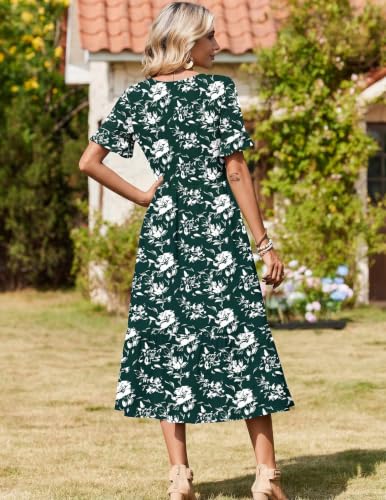 Image of Zeagoo Womens Summer Dresses 2026 Casual Midi Dress Flowy Sundress Ruffle Short Sleeve Tiered Dresses A Line Boho Dress