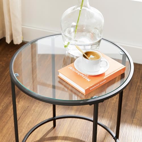VASAGLE Beistelltisch rund, mit Glas und Metallgestell – Ansicht 5