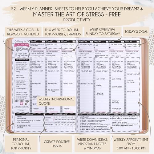 Image of 2027 Planner Weekly and Monthly & Manifestation Journal for Women | Daily, Hourly Planner with Habit Tracker, Goal Setting & Gratitude Journal, Include Vision Board Sticker & Calendar 2027