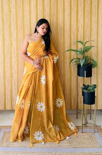 Image of Yashika Women's Georgette Floral Printed Saree With Unstitched Blouse Piece |saree for Women | New Sari | Saree