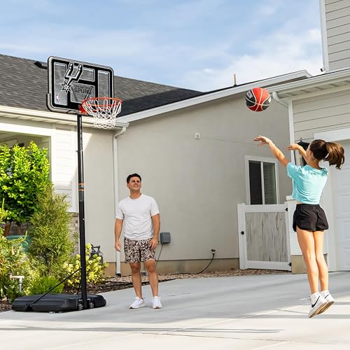 Image of Lifetime NBA San Antonio Spurs Portable Basketball Hoop, Adjustable Height 7.5-10 Ft, 44 Inch Shatterproof Fusion Backboard, Base with Wheels