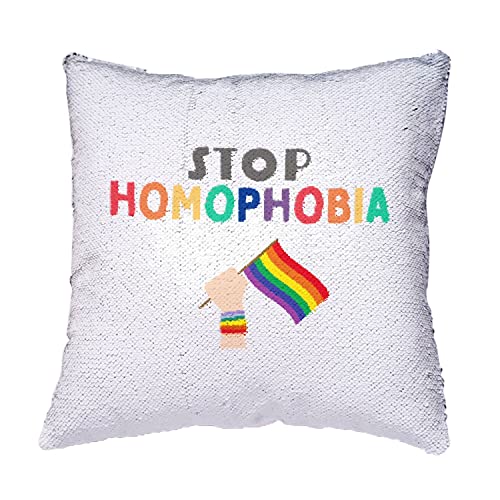 Coussin Sequin Turquoise Pride LGBTQ+ pour un Salon Engagé et Moderne