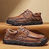 Leather Shoes Men's Soft Sole Handmade Casual Shoes Stitches Lace-Up Shoes Fashionable Casual Shoes Comfortable Barefoot Shoes Slip On Loafers Low Shoes Airy Beach Shoes, brown, 7 UK #4