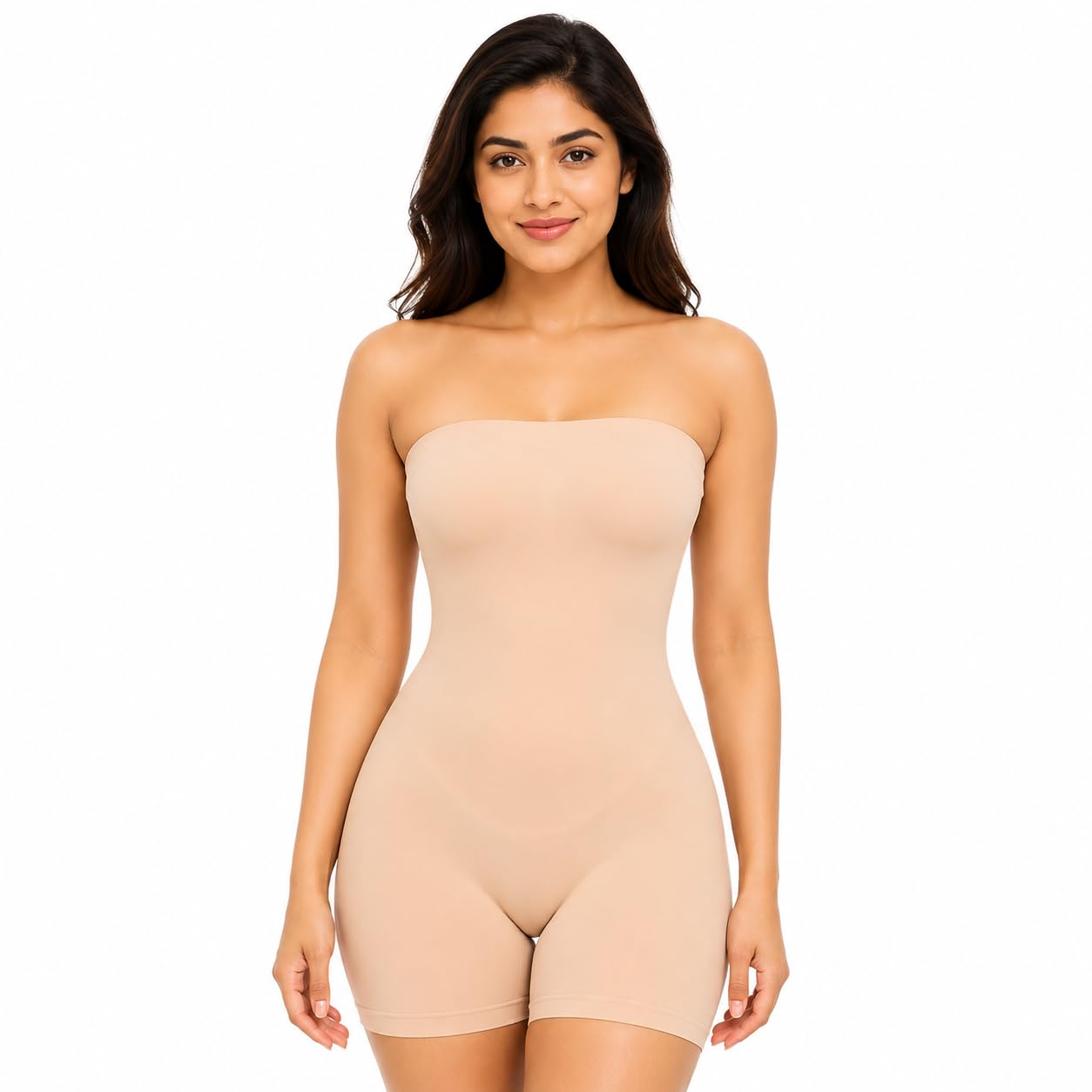 mantravib Strapless Full Body Shapewear for Women Seamless Tummy Control Bodysuit Waist Trainer Slimming Shaper Shorts Under Dress Nude-picture-30