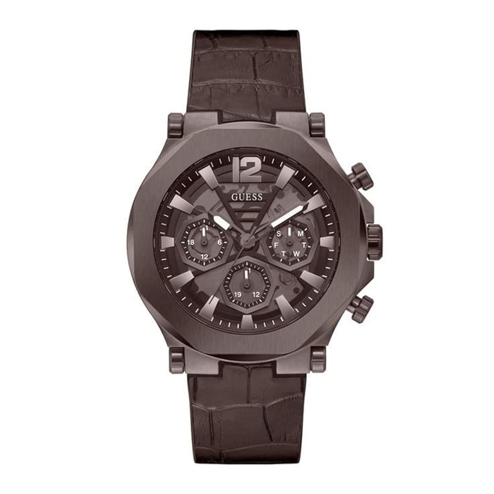 Guess Edge Collection Multi-Function Mens Analog Brown Dial Coloured Quartz Watch, Round Dial with 46 mm Case Width - GW0492G2 (B0BJQQLKXH) Amazon Price History, Amazon Price Tracker