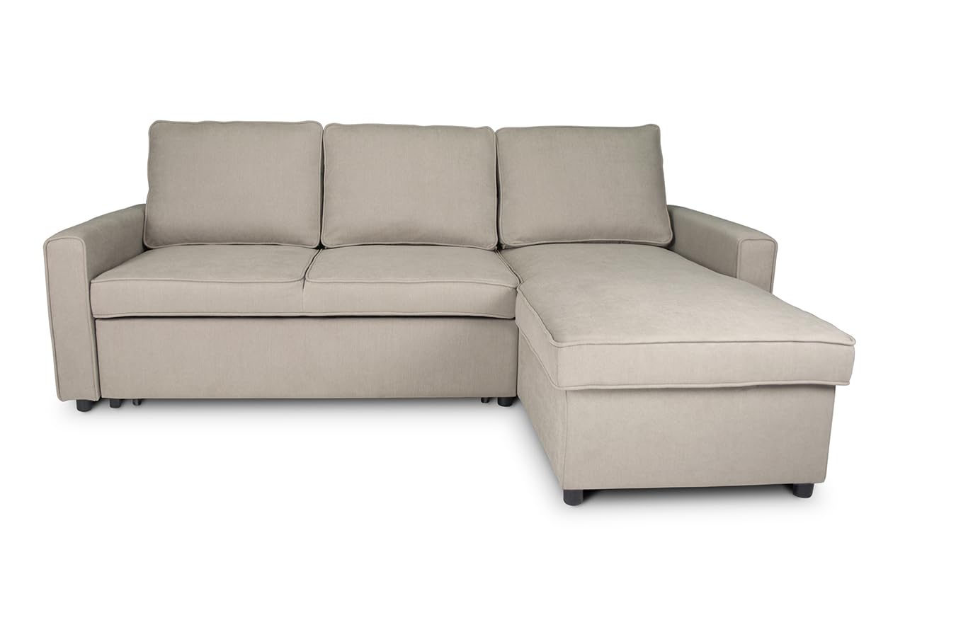 SAMIRA Divano letto angolare con contenitore, divano con chaise longue tortora mod. Kennedy