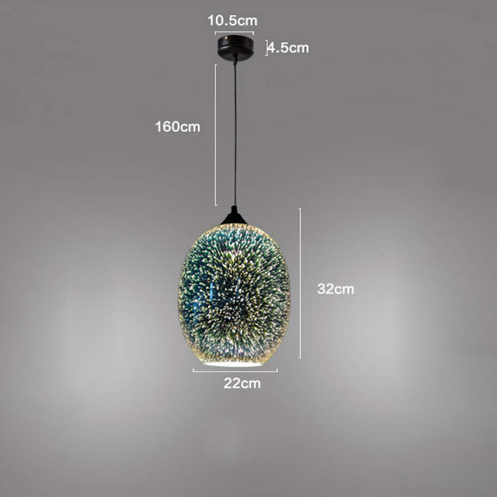 Kolorowa lampa wisząca ze szkła 3D, okrągły abażur Nordic Fireworks, nowoczesna, wielokolorowa, lampa sufitowa, E27, lampa wisząca do kuchni, restauracji, sypialni, baru