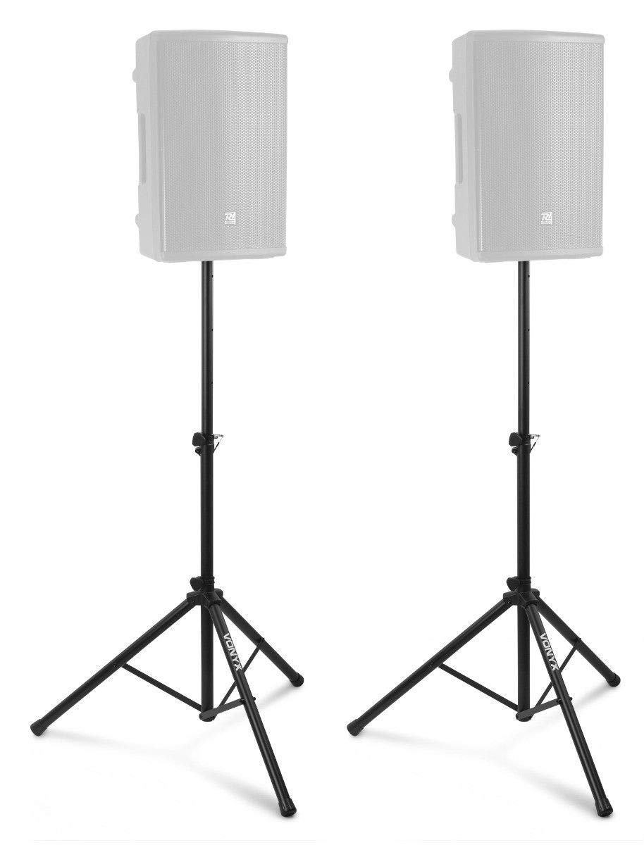 Vonyx VSA150S Pack de Altavoces Activos estéreo de 1000 W con Bluetooth, Reproductor de MP3 y Control Remoto, Incluye Soportes de Altavoz de Suelo - Ideal para DJ's, músicos, Cantantes y discursos