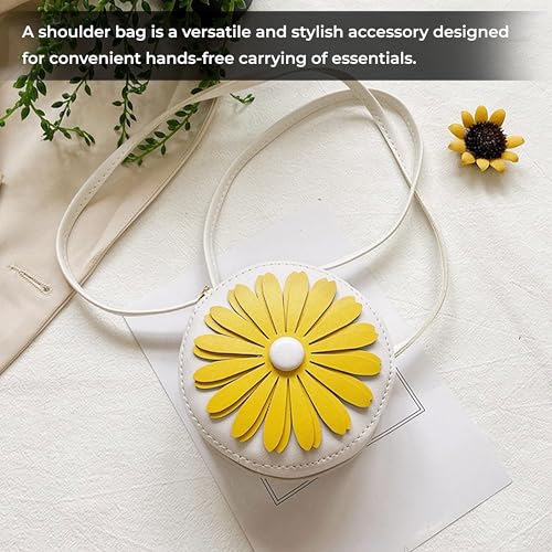 Image of BEMBIKA Kids Sling Bag - Trendy Mini Crossbody Sling Backpack for Boys & Girls, Colorful PU Shoulder Bag -(3-6 Years | White Flower Design)