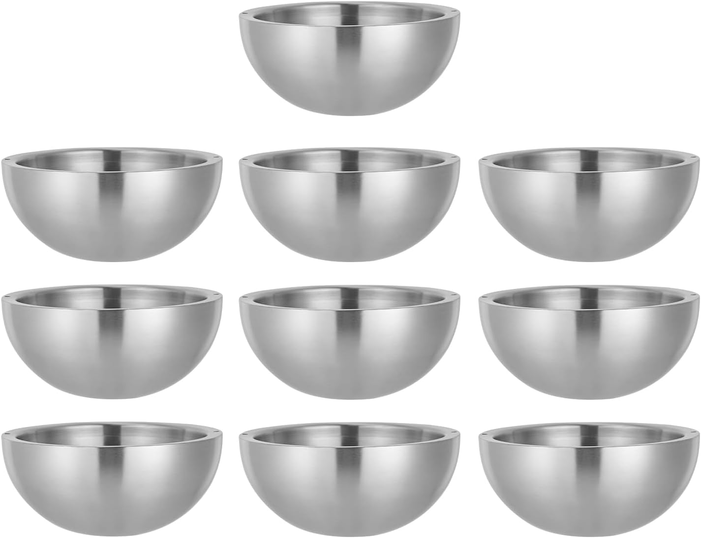 Mixing Bowls Set of 10, Double-Layer Stainless Steel Salad Bowls w/ Water Injection Holes, Stackable Meal Prep Mixing Bowls Set, 6.69 Inch, 1L/33.8oz, Thick 3SS Bowl for Salads, Fruit and More