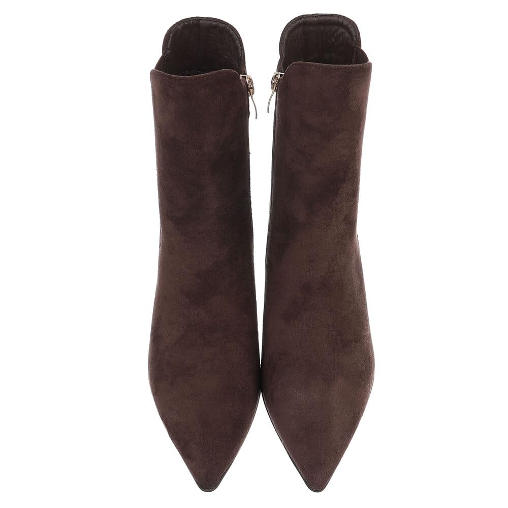 Ital Design Damen Stiefeletten mit Reißverschluss und Blockabsatz, spitze Form