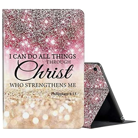 FUYOCWE for iPad 10.2 Case (2021/2020/2019) 7th/8th/9th Generation ipad Case, Adjustable Non-Slip Folio Stand Smart Cover for iPad 9/8/7 Gen 10.2 inch-Bible Verse I Can Do All Things Through Christ Cover