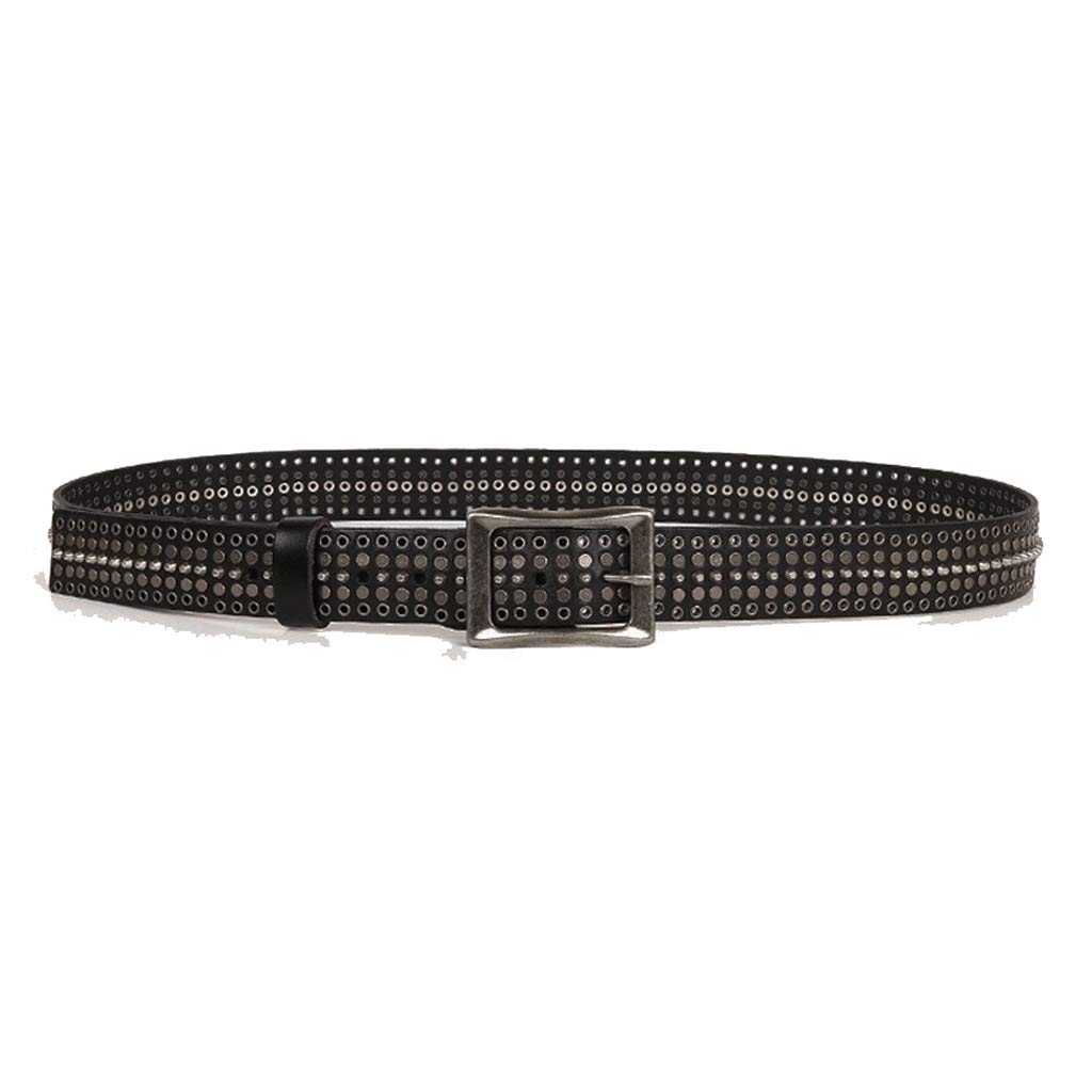 Ceinture en cuir véritable pour homme avec boucle rock vintage et rivets métalliques