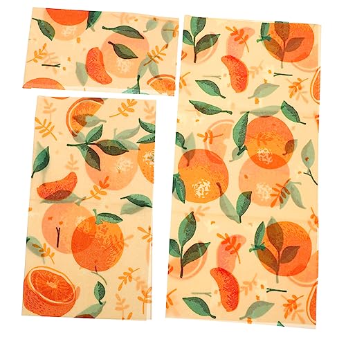 FRCOLOR Pellicola Alimentare in Cera D'api Biologica Riutilizzabile, Panno Cerato in Cotone Per Conservazione Alimenti Freschi, Ecologico Per Casa e Ristorante, Confezione Da 3 Fogli Arancioni