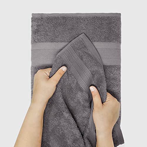 Trident 6 Piece Bath Towels Set For Bathroom - 2 Large Bath Towel, 2 Hand Towel, 2 Washcloth 100% Cotton Soft And Plush Highly Absorbent, Soft Towel For Hotel & Spa - Charcoal Grey #TOP6
