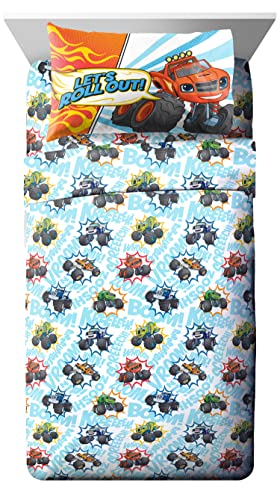 Image of Jay Franco Blaze and the Monster Machines Off to The Races 5 Piece Twin Size Bed Set - Includes Comforter & Sheet Set - Super Soft Fade Resistant Microfiber (Official Blaze Products)