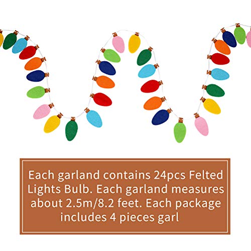 4 Sets Christmas Felt Light Garlands Xmas Rainbow Lights Bulb Garland For Christmas Party Home Wall Decorations #TOP2