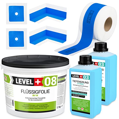 Kit d'étanchéité pour bain douche cuisine film liquide 12kg coins bande d'étanchéité barrière d'eau sous carrelage SET303 Kit d'étanchéité pour bain douche cuisine film liquide 12kg coins bande d'étanchéité barrière d'eau sous carrelage SET303