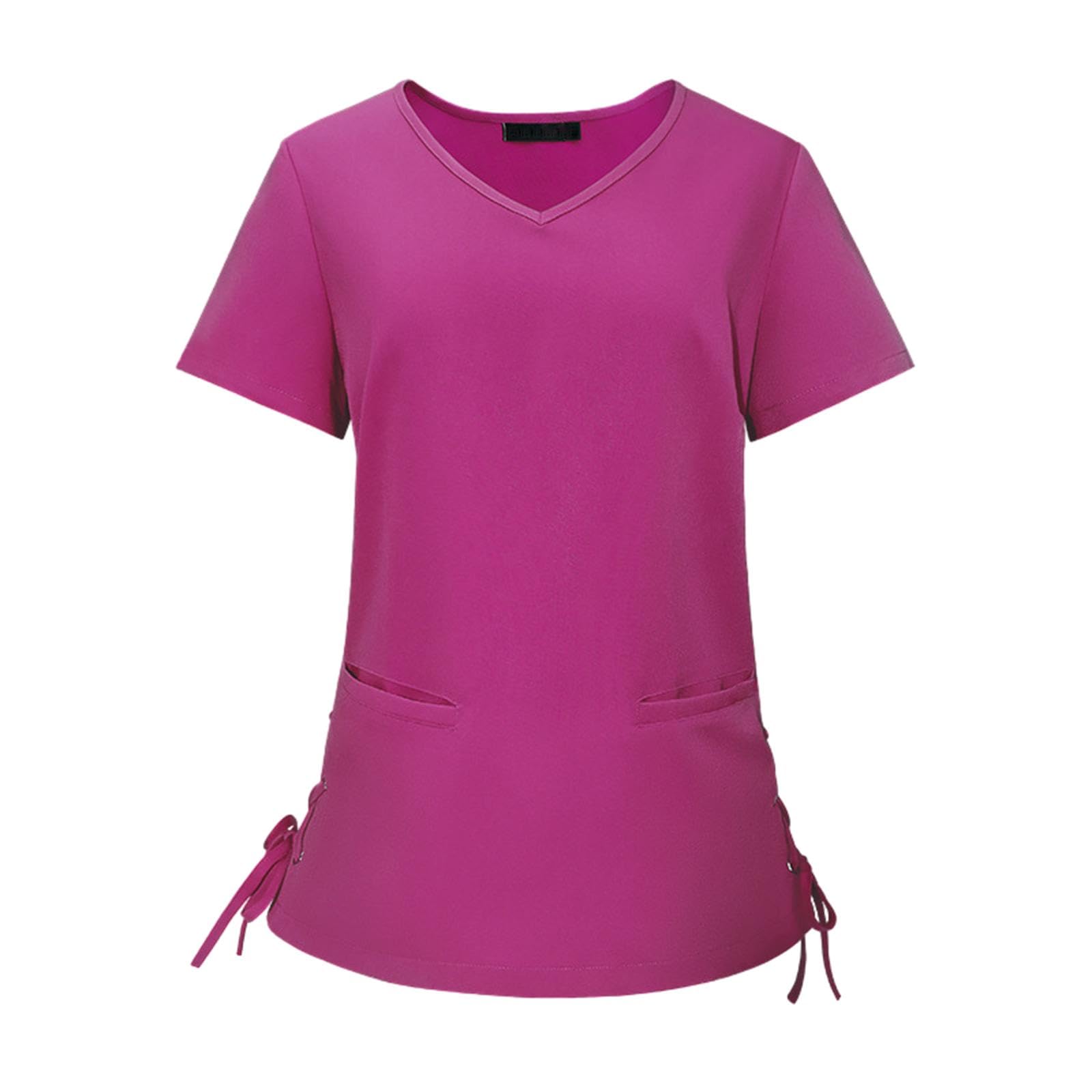kowaku Set Scrub da Donna Divise da Lavoro da Infermiera Abbigliamento da Lavoro Scollo a Pantaloni da Jogger Eleganti Morbidi e Resistenti alle, Rosa scuro L