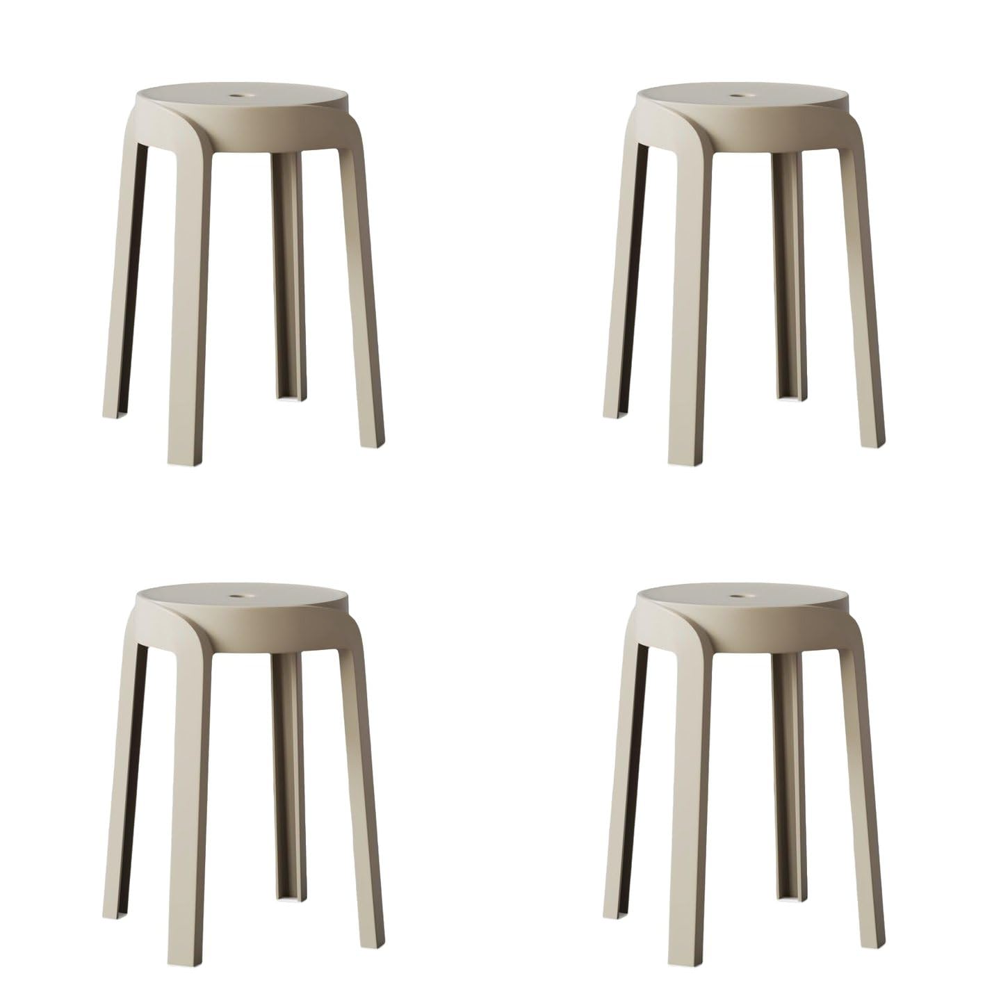 UimoKi Plastic Chair Stackable Stool Chairs Round Colorful Backless Bar Stool Waterproof Indoor Outdoor, Suitable for Home Family Gatherings Office School Classroom(khaki)