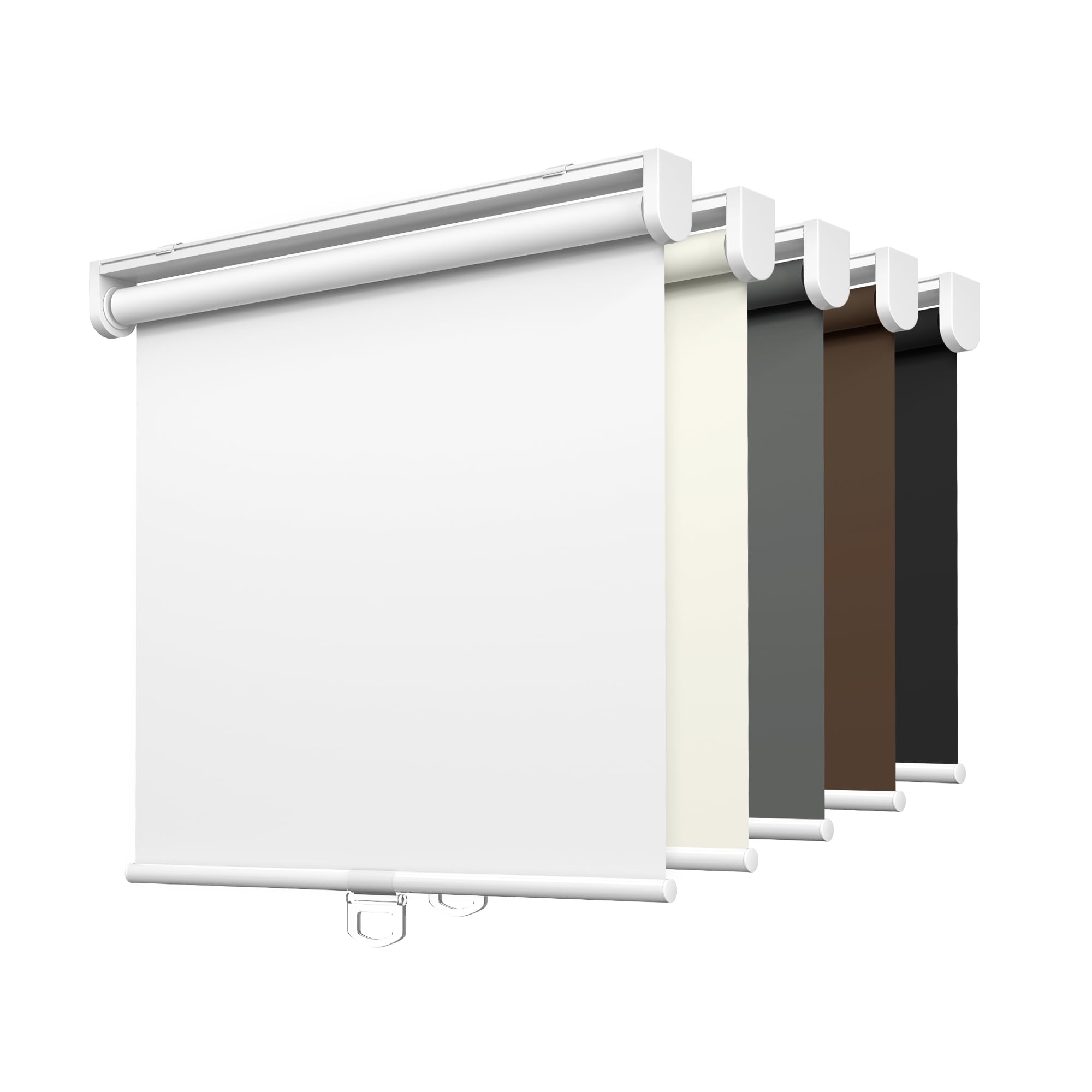 LazBlinds No Tools No Drill Cordless Roller Shades, 100% Blackout Roller Blinds for Windows, Thermal Insulated UV Protection Waterproof Roll Up Window Blinds and Shades, 58' W x 57.8'' H, White