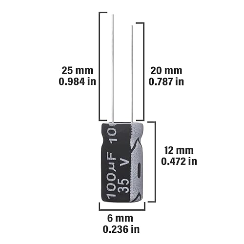 Miniatura 145 de Condensador electrolítico 100uF 63V 0.315x0.472 in 100 UF MFD 63 voltios 0.32x0.47in condensadores de aluminio (paquete de 10)
