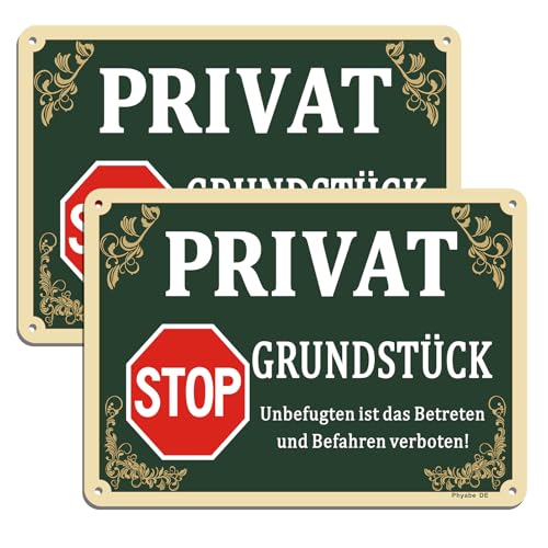 Privatgrundstück Schilder 2 Stück 25cm x 18cm Betreten und Befahren verboten Aluminium Reflektierendes Schilder für Ihren Parkplatz Carport Wohnanlagefür Außen-und Innenbereich