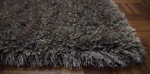 Image of Carpet for Living Room, 3x5 Feet Dark Grey Solid Plain Modern Polyster Luster Shaggy Ultra Thick and Pluffy Soft Shag Area Rug for Your Bedroom, Kid Room, Office and Home