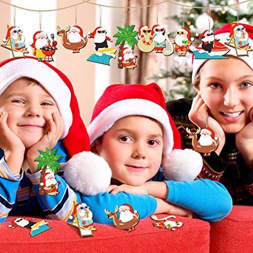 40 Pieces Christmas Beach Ornaments Santa Claus Wood Hanging Ornaments Beach Wooden Hanging Ornament For Party Supplies Christmas Tree Party Home Beach Holiday Decor (Snowman Style, 40 Pieces) #TOP1