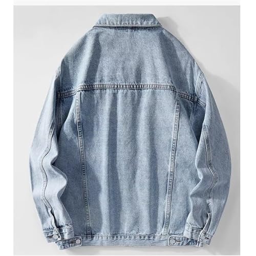 Men Distressed Handsome Lapel Denim Jacket Casual Street Fashion Work Jean Coat Classic Comfy Pocket Trucker Outerwear2